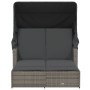 Double lounger with hood and gray synthetic rattan cushions by , Loungers - Ref: Foro24-365809, Price: 349,68 €, Discount: %