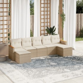 7-teiliges Gartensofa-Set und beige synthetische Rattankissen von , Gartensets - Ref: Foro24-3258635, Preis: 502,28 €, Rabatt: %