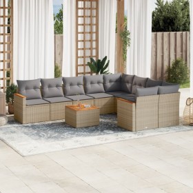 Gartensofa-Set mit beigen Kissen, 10-teilig, synthetisches Rattan von , Gartensets - Ref: Foro24-3258713, Preis: 721,47 €, Ra...