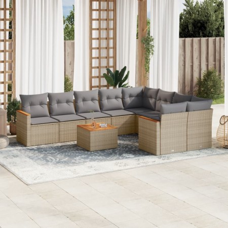 Garden sofa set with beige cushions 10 pieces synthetic rattan by , Garden sets - Ref: Foro24-3258713, Price: 733,76 €, Disco...