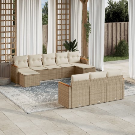 Gartensofa-Set mit beigen Kissen, 10-teilig, synthetisches Rattan von , Gartensets - Ref: Foro24-3258817, Preis: 735,90 €, Ra...