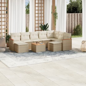 Gartensofa-Set mit beigen Kissen, 10-teilig, synthetisches Rattan von , Gartensets - Ref: Foro24-3258950, Preis: 719,99 €, Ra...