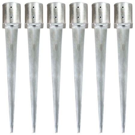 Ground spikes 6 units silver galvanized steel 12x91 cm by vidaXL, Spikes for anchoring in the ground - Ref: Foro24-145434, Pr...