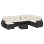 8-teiliges Gartensofa-Set und schwarze synthetische Rattankissen von , Modulare Sofas für den Außenbereich - Ref: Foro24-3221...