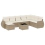 9-teiliges Gartensofa-Set mit beigen synthetischen Rattankissen von , Modulare Sofas für den Außenbereich - Ref: Foro24-32217...