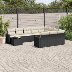 11-teiliges Gartensofa-Set und schwarze synthetische Rattankissen von , Modulare Sofas für den Außenbereich - Ref: Foro24-325...