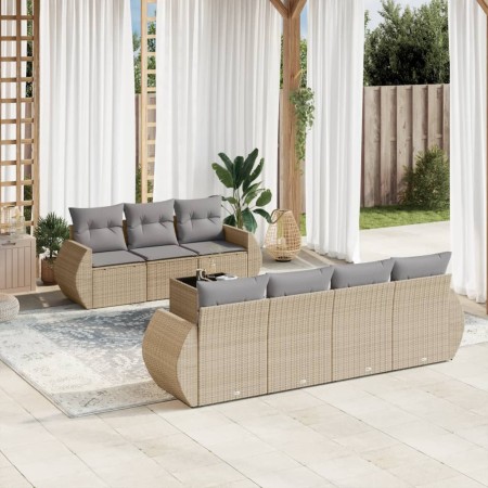 Gartensofa-Set mit beigen Kissen 8 Stück PE-Rattan von , Gartensets - Ref: Foro24-3253466, Preis: 631,32 €, Rabatt: %