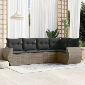 Gartensofa-Set mit Kissen, 5-teilig, graues synthetisches Rattan von , Gartensets - Ref: Foro24-3253667, Preis: 380,74 €, Rab...