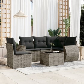 6-piece garden furniture set and gray synthetic rattan cushions by , Garden sets - Ref: Foro24-3253717, Price: 448,99 €, Disc...