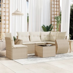 Garden sofa set with cushions 6 pieces beige synthetic rattan by , Garden sets - Ref: Foro24-3253715, Price: 541,16 €, Discou...