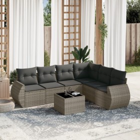 7-teiliges Gartensofa-Set mit grauen PE-Rattan-Kissen von , Gartensets - Ref: Foro24-3253757, Preis: 500,08 €, Rabatt: %