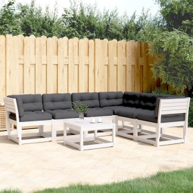 6-teiliges Gartensofa-Set mit Kissen aus massivem weißem Kiefernholz von , Gartensets - Ref: Foro24-3217021, Preis: 703,42 €,...