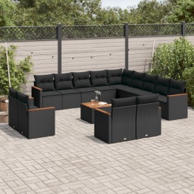 14-teiliges Gartensofa-Set mit schwarzen synthetischen Rattankissen von , Gartensets - Ref: Foro24-3258933, Preis: 955,89 €, ...