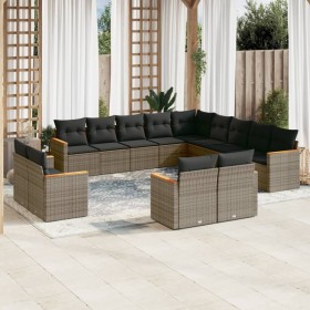 Garden sofa set with cushions 13 pieces gray synthetic rattan by , Garden sets - Ref: Foro24-3258931, Price: 892,54 €, Discou...