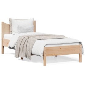 Solid pine wood bed frame 90x190 cm by , Beds and slatted bases - Ref: Foro24-844753, Price: 73,99 €, Discount: %