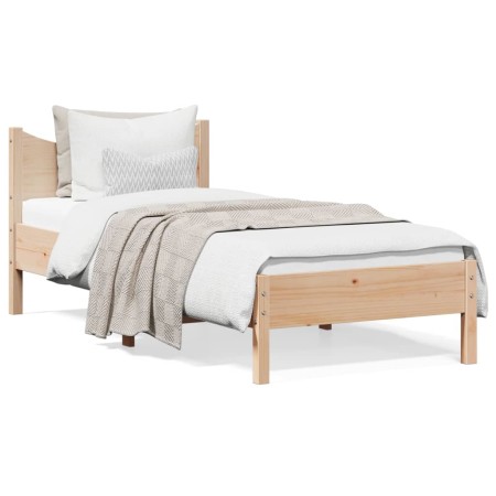 Estructura de cama madera maciza de pino 90x190 cm de , Camas y somieres - Ref: Foro24-844753, Precio: 100,02 €, Descuento: %