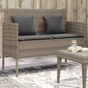 Garden bench with gray synthetic rattan cushions by , garden benches - Ref: Foro24-365773, Price: 147,99 €, Discount: %