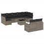 10-teiliges Gartensofa-Set mit grauen synthetischen Rattankissen von , Modulare Sofas für den Außenbereich - Ref: Foro24-3251...