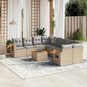 9-teiliges Gartensofa-Set mit beigen synthetischen Rattankissen von , Gartensets - Ref: Foro24-3259070, Preis: 661,99 €, Raba...