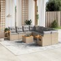 9-piece garden sofa set with beige synthetic rattan cushions by , Garden sets - Ref: Foro24-3259070, Price: 687,34 €, Discoun...