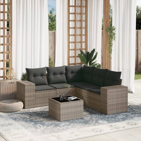 6-piece garden furniture set and gray synthetic rattan cushions by , Garden sets - Ref: Foro24-3222559, Price: 429,78 €, Disc...