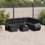 8-teiliges Gartensofa-Set und schwarze synthetische Rattankissen von , Modulare Sofas für den Außenbereich - Ref: Foro24-3221...