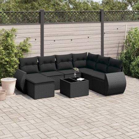 8-piece garden sofa set and black synthetic rattan cushions by , Modular outdoor sofas - Ref: Foro24-3221704, Price: 513,11 €...