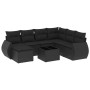 8-teiliges Gartensofa-Set und schwarze synthetische Rattankissen von , Modulare Sofas für den Außenbereich - Ref: Foro24-3221...