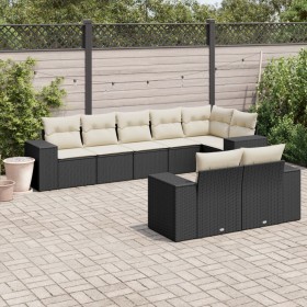 8-teiliges Gartensofa-Set und schwarze synthetische Rattankissen von , Gartensets - Ref: Foro24-3222815, Preis: 605,00 €, Rab...