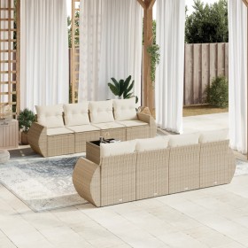 9-teiliges Gartensofa-Set mit beigen synthetischen Rattankissen von , Gartensets - Ref: Foro24-3253485, Preis: 701,99 €, Raba...