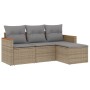 Garden sofa set with cushions 4 pieces beige synthetic rattan by , Garden sets - Ref: Foro24-3258307, Price: 285,63 €, Discou...