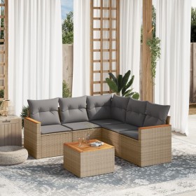 Gartensofa-Set mit Kissen, 6-teilig, beiges synthetisches Rattan von , Gartensets - Ref: Foro24-3258370, Preis: 472,99 €, Rab...