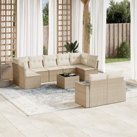 Garden sofa set with beige cushions 10 pieces synthetic rattan by , Modular outdoor sofas - Ref: Foro24-3251765, Price: 840,2...