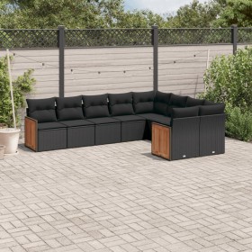 8-teiliges Gartensofa-Set und schwarze synthetische Rattankissen von , Gartensets - Ref: Foro24-3260382, Preis: 623,32 €, Rab...