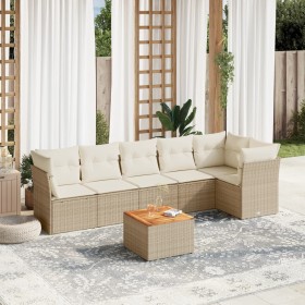 7-teiliges Gartensofa-Set und beige synthetische Rattankissen von , Gartensets - Ref: Foro24-3223650, Preis: 514,99 €, Rabatt: %