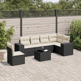 7-teiliges Garten-Essset und schwarze Kissen aus synthetischem Rattan von , Gartensets - Ref: Foro24-3222635, Preis: 492,47 €...