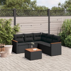 6-teilige Gartensofagarnitur und schwarze synthetische Rattankissen von , Gartensets - Ref: Foro24-3258366, Preis: 421,04 €, ...