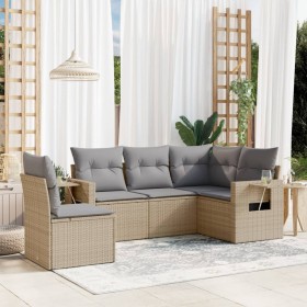 Gartensofa-Set mit Kissen, 5-teilig, beiges synthetisches Rattan von , Gartensets - Ref: Foro24-3252506, Preis: 429,15 €, Rab...