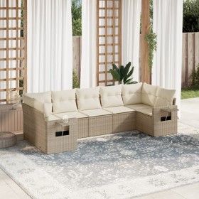 7-piece garden sofa set and beige synthetic rattan cushions by , Garden sets - Ref: Foro24-3252925, Price: 545,75 €, Discount: %