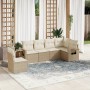 Gartensofa-Set mit Kissen, 6-teilig, beiges synthetisches Rattan von , Gartensets - Ref: Foro24-3252565, Preis: 525,58 €, Rab...