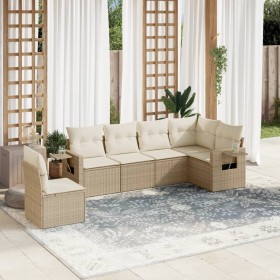 Gartensofa-Set mit Kissen, 6-teilig, beiges synthetisches Rattan von , Gartensets - Ref: Foro24-3252565, Preis: 525,58 €, Rab...