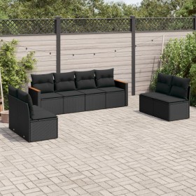 8-teiliges Gartensofa-Set und schwarze synthetische Rattankissen von , Gartensets - Ref: Foro24-3258289, Preis: 505,45 €, Rab...