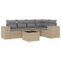 Garden sofa set with cushions 6 pieces beige synthetic rattan by , Garden sets - Ref: Foro24-3254876, Price: 516,13 €, Discou...