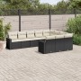 Gartensofa-Set 10-teilig mit schwarzen synthetischen Rattankissen von , Modulare Sofas für den Außenbereich - Ref: Foro24-325...