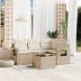 Garden sofa set with cushions 5 pieces beige synthetic rattan by , Garden sets - Ref: Foro24-3252455, Price: 411,00 €, Discou...