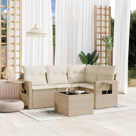 Gartensofa-Set mit Kissen, 5-teilig, beiges synthetisches Rattan von , Gartensets - Ref: Foro24-3252455, Preis: 411,00 €, Rab...