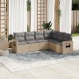 Gartensofa-Set mit Kissen, 6-teilig, beiges synthetisches Rattan von , Gartensets - Ref: Foro24-3252546, Preis: 473,99 €, Rab...