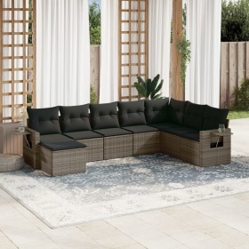 Set de sofás de jardín 8 pzas y cojines ratán sintético gris de , Conjuntos de jardín - Ref: Foro24-3252897, Precio: 544,12 €...