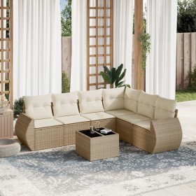 7-piece garden sofa set and beige synthetic rattan cushions by , Garden sets - Ref: Foro24-3253755, Price: 581,99 €, Discount: %