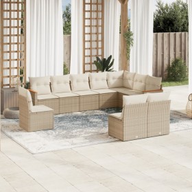 Gartensofa-Set mit beigen Kissen, 10-teilig, synthetisches Rattan von , Gartensets - Ref: Foro24-3258474, Preis: 715,73 €, Ra...